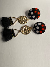 Load image into Gallery viewer, Button Spotted Dangle Earring with Tassel
