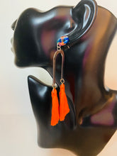 Load image into Gallery viewer, Orange Tassel Earrings with 2 Tassels
