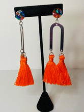 Load image into Gallery viewer, Orange Tassel Earrings with 2 Tassels
