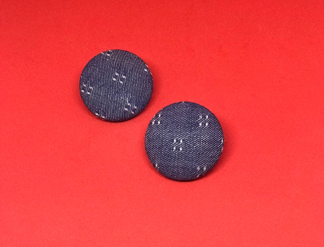 Blue Jeans Button Earrings