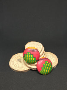 Green City Button Earrings