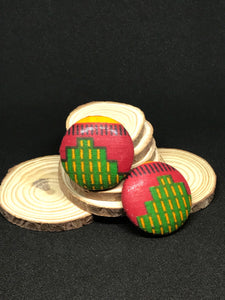 Green City Button Earrings