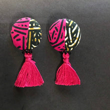 Load image into Gallery viewer, Wild Fuchsia (Tassel Button Earrings)
