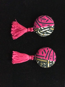 Wild Fuchsia (Tassel Button Earrings)