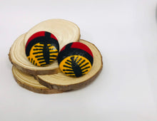 Load image into Gallery viewer, Red Yellow and Black Button Earrings
