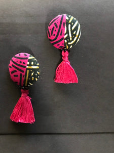 Wild Fuchsia (Tassel Button Earrings)