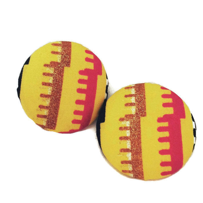 Zipper Patterned Button Earrings