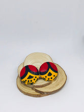 Load image into Gallery viewer, Red Yellow and Black Button Earrings
