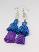 Load image into Gallery viewer, Blue and Lilac Tassel Dangle Earring
