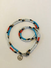 Load image into Gallery viewer, Multicolored , Beaded Necklace/Bracelet - with Peace sign embellishment
