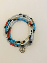 Load image into Gallery viewer, Multicolored , Beaded Necklace/Bracelet - with Peace sign embellishment
