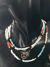 Load image into Gallery viewer, Multicolored , Beaded Necklace/Bracelet - with Peace sign embellishment
