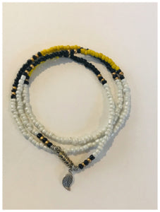 White/Black/Lime green, Beaded Necklace or Bracelet