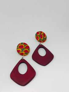 Button/Teardrop Dangle Earrings