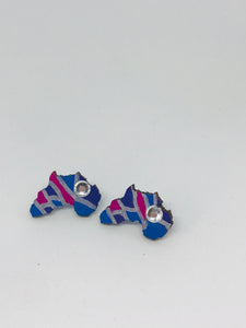 Hand Painted Wooden Africa Stud Earrings - Small