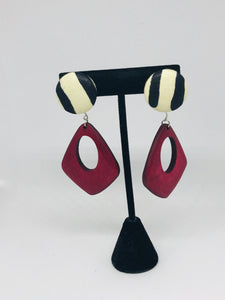 Button/Teardrop Dangle Earrings