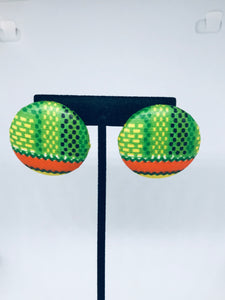 Renewal Series - Green/Yellow/Orange Button Earrings