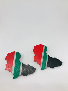 Hand Painted Wooden Africa Stud Earrings - Large