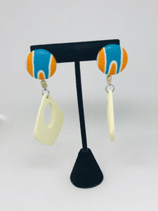 Button/Teardrop Dangle Earrings