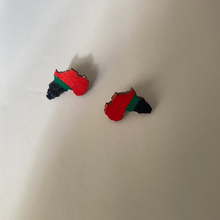 Load image into Gallery viewer, Hand Painted Wooden Africa Stud Earrings - Small
