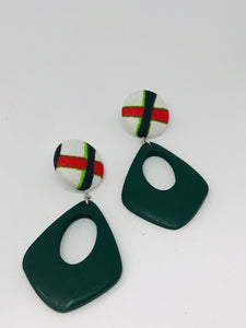 Button/Teardrop Dangle Earrings