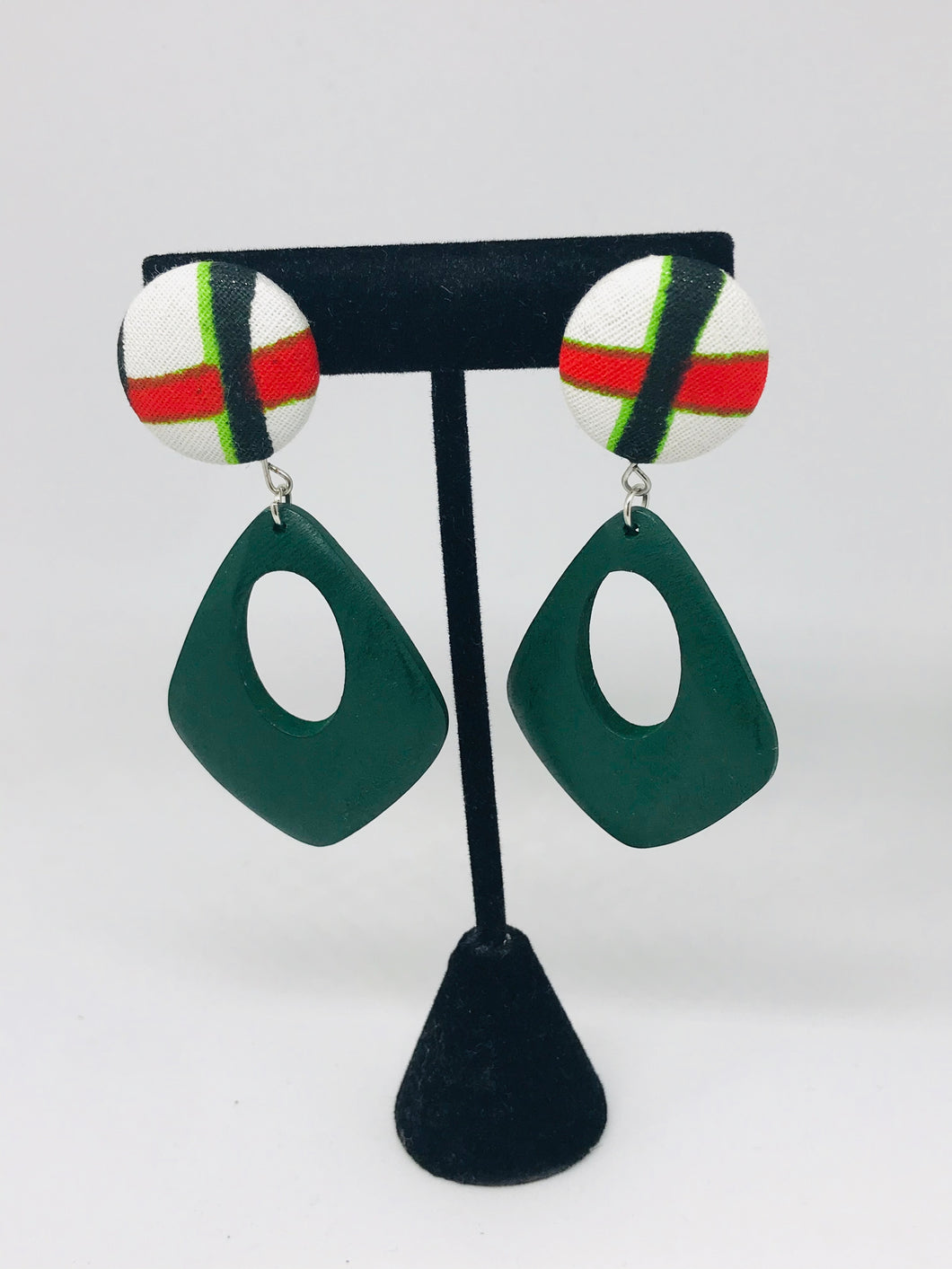 Button/Teardrop Dangle Earrings