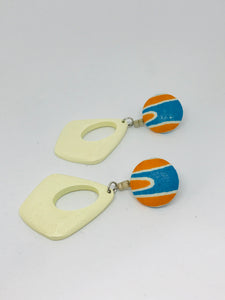 Button/Teardrop Dangle Earrings