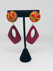 Button/Teardrop Dangle Earrings