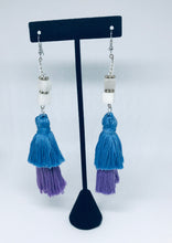 Load image into Gallery viewer, Blue and Lilac Tassel Dangle Earring
