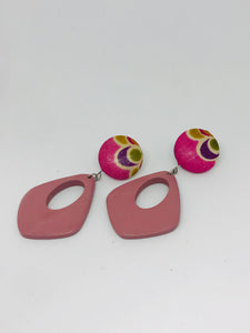 Button/Teardrop Dangle Earrings